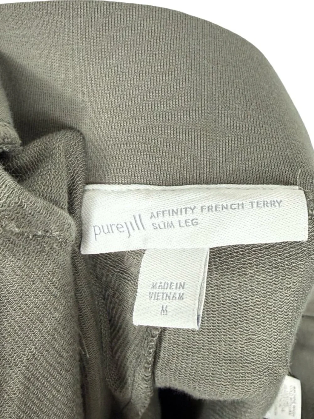 Pure Jill J Jill Affinity French Terry Slim Leg Pants Medium Sage Green Pull On
